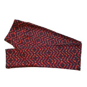 0233 LuLaRoe Size OS Leggings Red and Black Zigzag Abstract Geometric Print